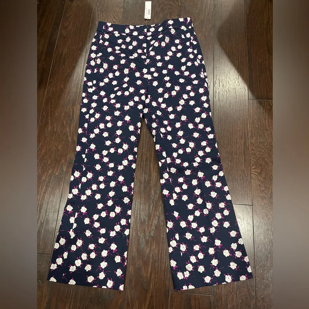 J. Crew Hayden Kickout Crop Blue Purple Floral Pants Size 4 tall NEW